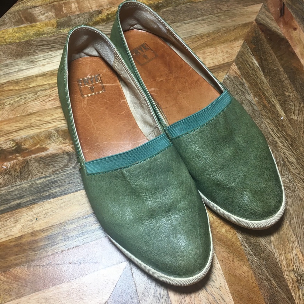 Frye Melanie Slip On Green Flats